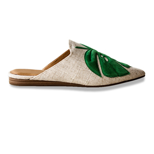 Zapatillas de tela de lino con punta estrecha para mujer