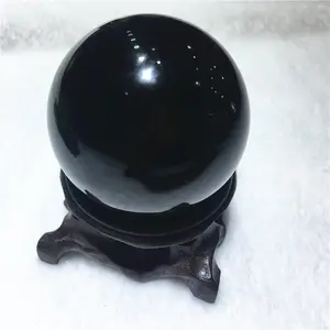 厂家直销宝石定做天然黑色黑曜石石英球水晶球体