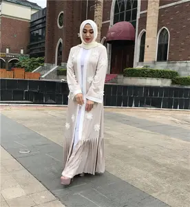 Trung Quốc Nhà Sản Xuất Dubai Fancy 3d Flower Pearl Mẫu Mới Trẻ Em Cardigans Front Mở Abaya Tại Anh