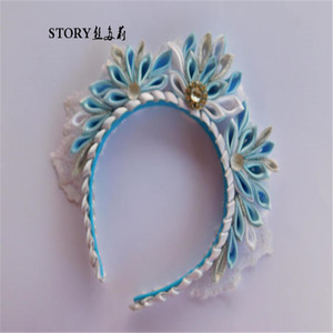 Christmas Teenager Toddler Girls Baby the Ice <strong>Alice</strong> Princess Light Blue Winter Flower Bow Crown Tiara Tsumami Kanzashi <strong>Headbands</strong> - Product Image 5