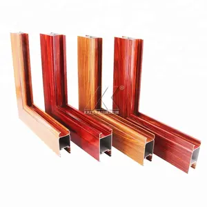 Wooden grain doors and windows 6063 T5 aluminum extruded profile section aluminium window frame for windows and doors