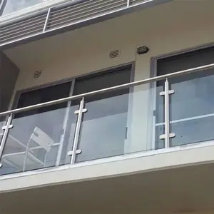 Balkon Bekas Di Luar Kaca Tanpa Bingkai Aluminium Langkan