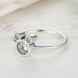 BAGREER SCR032 <strong>925</strong> <strong>Silver</strong> <strong>Rings</strong> CZ Crystal Cute Mickey S925 <strong>Silver</strong> Cubic Zirconia Finger <strong>Ring</strong> for Women Jewelry Girls - Product Image 4