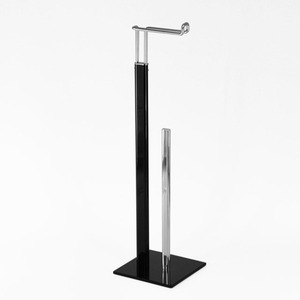 Porte-brosse de toilette moderne plaqué blanc avec porte-papier toilette - Product Image 4