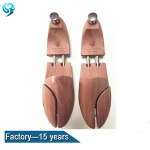 adjustable design natural cedar wood metal handle shoe tree