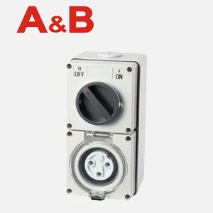 IP66 Weatherproof Combination Switched Socket Outlet 3 Round Pin 20Amp