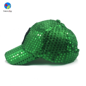 Least wholesale fashion 6 panel plain green sequins baseball cap - Product Image 4