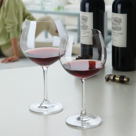 Lead Free Crystal Super Stem Red lined Wine Glass With Stem Crystal Glass Cup