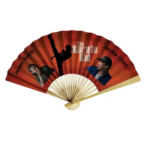Venta al por Mayor de verano de mango de bambú ventilador de la mano de un solo lado de papel plegable de los Fans