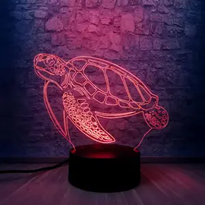 Animal Tortue 3D Visuel LED Lampe Veilleuse Créatif Coloré de Contact de lumière de Nuit Éclairage de Table Décor De Bureau Abat-Jour Cadeau Jouet