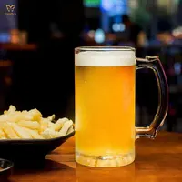 Taza de cerveza esmerilada, taza de cerveza de vidrio/cerveza de 25 oz Premium de alta resistencia Hamee con mango