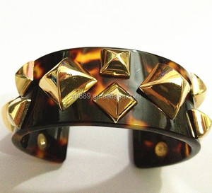 High quality wholesale cellulose acetate bracelets rivet tortoise cuff leopard print bangle