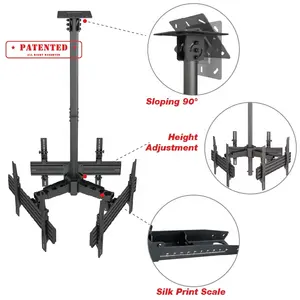 Height Adjustment Telescoping TV Bracket Mounting TV Ceiling Mount For Triple Screens
