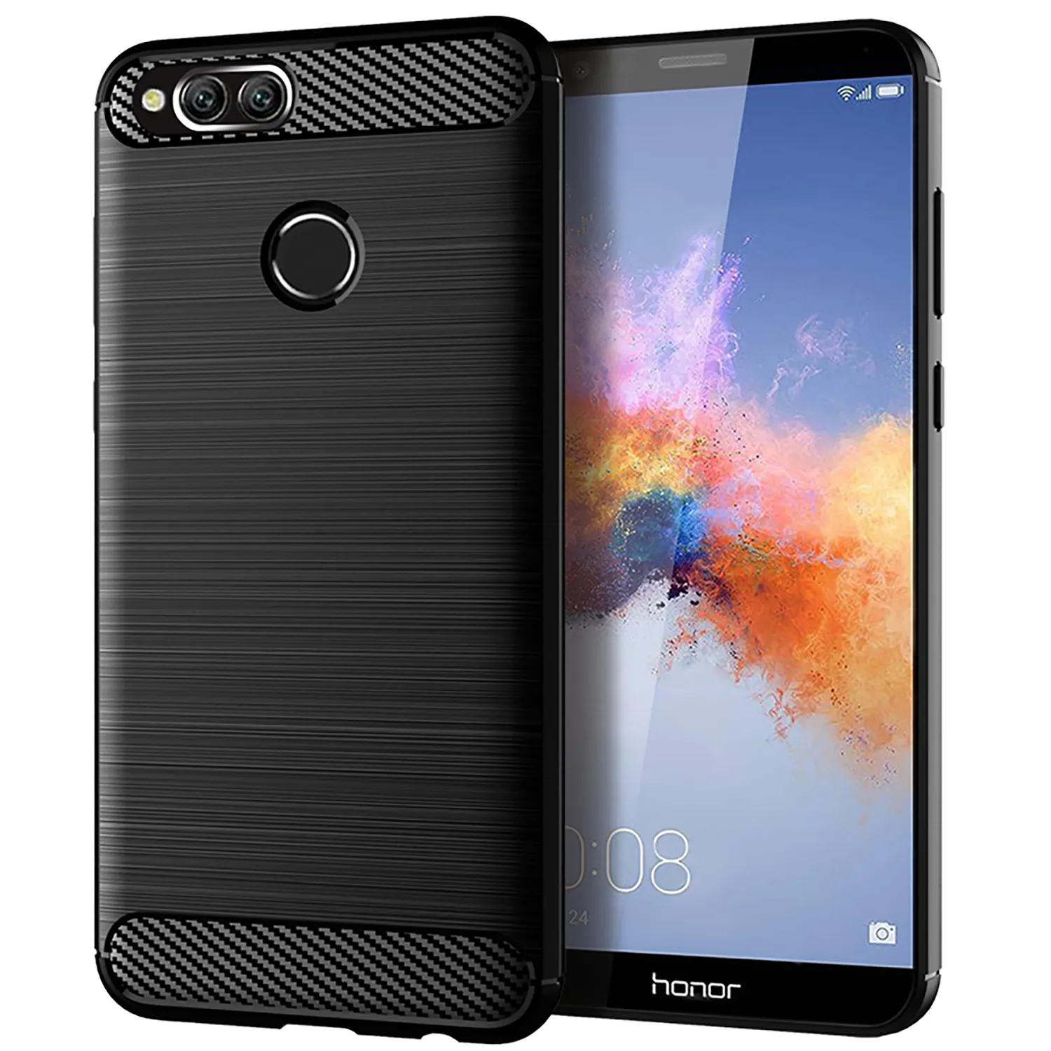 Carbon Fiber Shockproof Soft TPU Back Cover mobile Phone Case For Huawei honor 7x