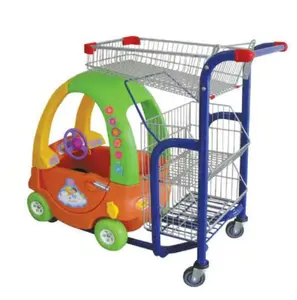 Kid's Shopping Trolley Cart Cartoon Trolley With Toy Car Shopping Cart Trolley For Kids