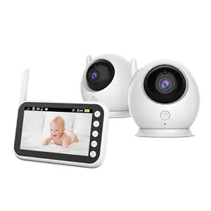 Monitor Suhu Bayi Video 4.3 Inci, Lensa Sudut Lebar Nirkabel Penglihatan Malam Berbicara dengan Dua Kamera