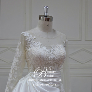 Robe de mariée spéciale sur mesure magnifique <span class=keywords><strong>avec</strong></span> la robe de mariage en tissu de satin et de <span class=keywords><strong>voile</strong></span> - Product Image 4