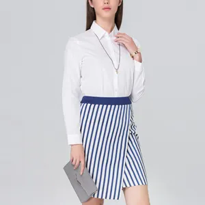 OEM индивидуальная простая белая Офисная Женская рубашка с отложным воротником и пуговицами, Деловые женские блузки, топы
