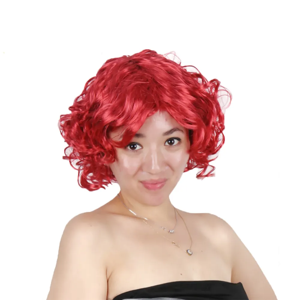 high quality marliyn monroe women short curly wig fashion red wholesale party wigs