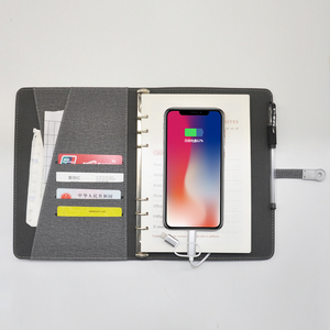 Custom in pelle Organizer Notebook diario in pelle A5 senza fili di ricarica Notebook con Power Bank - Product Image 6