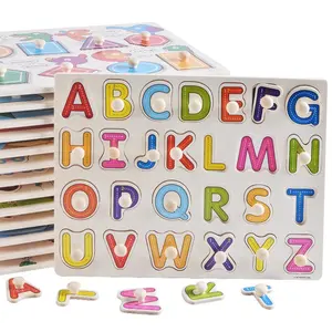 Baby Hand Greep Houten Puzzel Speelgoed Alfabet En Cijfers Learning Houten Puzzel Alfabetten Letters Voor Kinderen