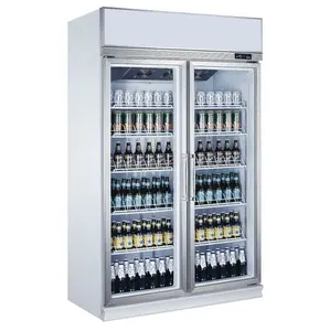 ファン冷却1000L 2ドア飲料ディスプレイ直立商用冷蔵庫