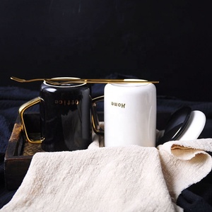 24oz sang trọng gốm cốc cà phê với vàng xử lý nhà máy bán buôn tùy chỉnh cup với muỗng - Product Image 4