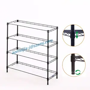 Household small size shoe rack light duty assemble black metal wire shelf