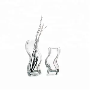 Home garden wave shaped square glass vase suppliers