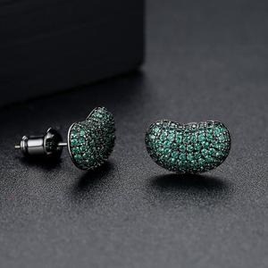 LUOTEEMI Coréen Mignon Vert Émeraude Boucles D'oreilles Pois Forme Minuscule Vert Zircon Cubique Pavé Diamant Filles Boucles D'oreilles - Product Image 2