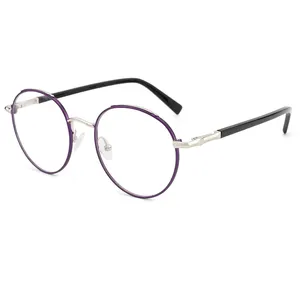 סיטונאי עגול בציר אצטט מתכת משקפיים מסגרות מעגל דק eyewear אופטי כחול אור חסימת משקפיים