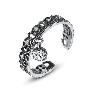 CZCITY Vintage CZ Stone <strong>Rings</strong> Lucky Stackable <strong>Midi</strong> <strong>Rings</strong> Set Knuckle <strong>Rings</strong> for Women Black Silver Jewelry - Product Image 1