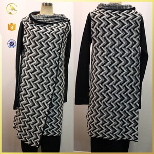 Muchachas de la manga larga <span class=keywords><strong>jersey</strong></span> <span class=keywords><strong>jacquard</strong></span> suéter del poncho - Product Image 1