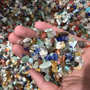 Wholesale natural mixed colour gemstone tumbled rainbow crystal quartz gravel stone for decoration