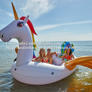 Grande île de piscine gonflable en forme de <span class=keywords><strong>licorne</strong></span>, <span class=keywords><strong>bateau</strong></span> de piscine gonflable pour 6 personnes pour les fêtes - Product Image 4