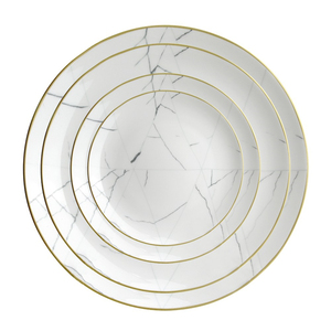 Vendita calda del commercio all'ingrosso di lusso a buon mercato bordo in <span class=keywords><strong>oro</strong></span> bianco marmo modelli di ceramica rotondi caricatore <span class=keywords><strong>piatti</strong></span> <span class=keywords><strong>set</strong></span> per la festa nuziale <span class=keywords><strong>e</strong></span> hotel - Product Image 1