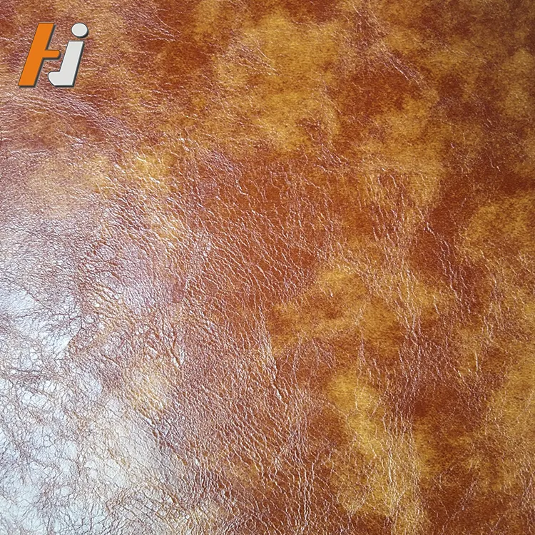 High quality Water Proof Faux skin embossed oil wax leather vintage PU leather material Pvc Synthetic leather for sofa