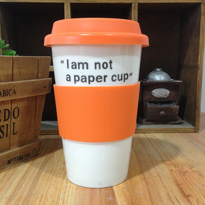 Tasse à café Tumbler en porcelaine à emporter Tasse de voyage personnalisée en céramique à double paroi avec couvercle en silicone Mugs Country - Product Image 6