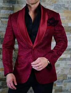 HD109 Red Shawl Lapel Slim Fit novio esmoquin hombres trajes último abrigo pantalones diseños cóctel boda trajes para hombres Prom esmoquin - Product Image 2