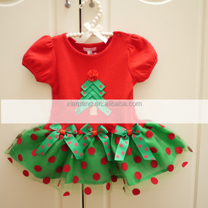 Stock short sleeve 100% cotton girl Chirsitmas dress baby Christmas costume for - Product Image 6