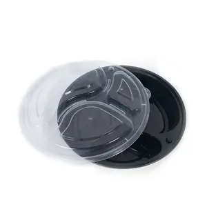 1000ml 3 compartment excellent quality food takeaway plastic circular packing container box