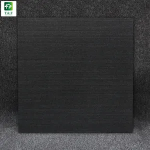 Western Style Black Matte Straight Line Texture Tile Non Slip Ceramic Floor Tile 60 60