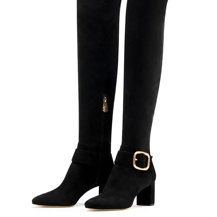 PU Lining Material and Genuine Leather Upper Material thigh high boots