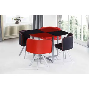 Centro de vidro temperado competitivo, mesa de jantar e 4 cadeiras conjunto de venda quente para ebay