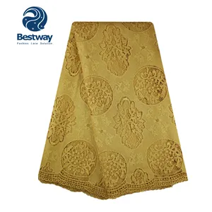 Elegant style elasic high quality polyester fabric African guipure lace fabric