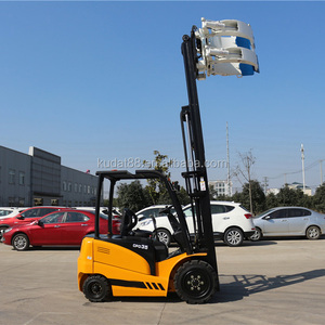 Hot Sale KUDAT 3 Ton 3 Stage 4.5m Battery Operated 4WD Orange Electric Forklift <strong>Truck</strong> with Paper Roll <strong>Clamp</strong> - Product Image 1