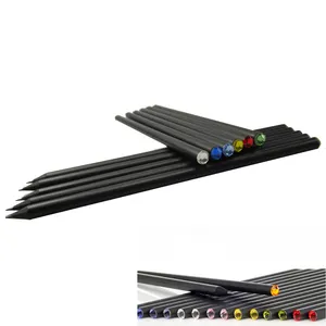 安いカスタマイズされたロゴカラフルクリスタルギフトHBブラックラウンドシェイプ木製鉛筆
