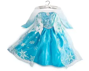 Groothandel kinderen prinses elsa bevroren jurk met lange mouwen