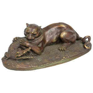 Estatua de León de Metal en Oferta, Escultura de <span class=keywords><strong>Leona</strong></span> de Bronce de Tamaño Real - Product Image 3