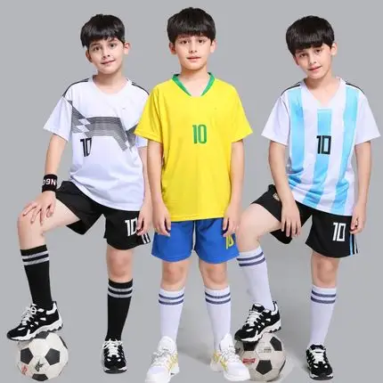 Camiseta de fútbol para niños, tela transpirable, cómoda, personalizada, barata